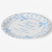 Blue Bow Sie bindet das Brautparty des Knotens Pappteller (Schrägansicht)