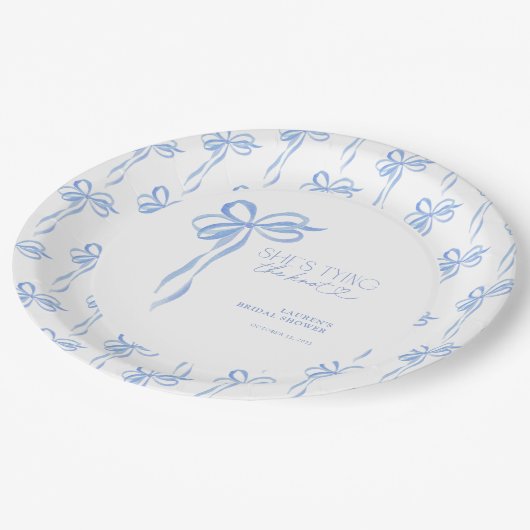 Blue Bow Sie bindet das Brautparty des Knotens Pappteller (Schrägansicht)