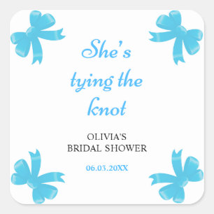 Blue Bow Sie bindet das Brautparty des Knotens Quadratischer Aufkleber