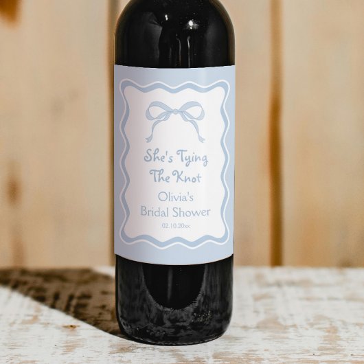 Blue Bow Sie bindet das Brautparty des Knotens Weinetikett