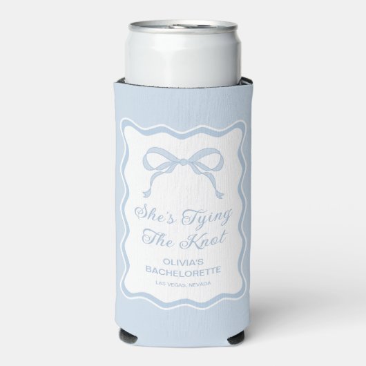 Blue Bow Sie bindet den Knoten-Junggeselinnen-Absc Selters Dosenkühler (Seltzer Vorderseite)