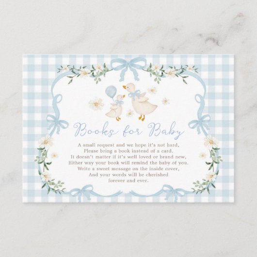 Blue Bow Silly Goose Books for Baby Boy Begleitkarte (Vorderseite)