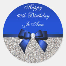 Blue Bow Silver Sequins Geburtstag