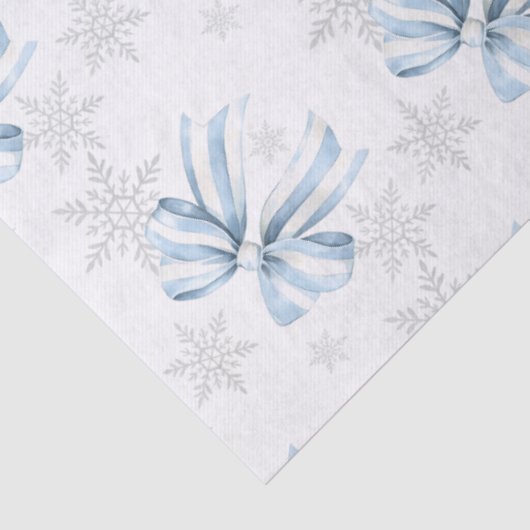 Blue Bow Silver Snowflake Winterthema Seidenpapier (Ausschnitt)
