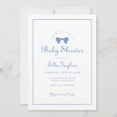 Blue Bow Simple Elegany Baby Shower Einladung (Vorderseite)