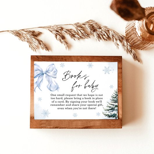 Blue Bow Snowflake Baby Showbücher für Babykarte Einladung