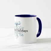 Blue Bow Snowflake Christmas Tasse (VorderseiteRechts)
