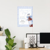 Blue Bow Soda Bottle Baby Shower Welcome Sign Poster (Heimbüro)