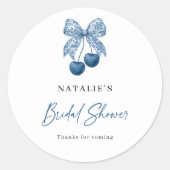 Blue Bow Something Blue Bridal Shower Stickers (Vorderseite)