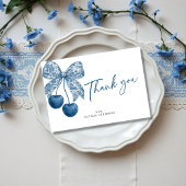 Blue Bow Something Blue Theme Bridal Shower Dankeskarte