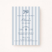 Blue Bow & Stripes Boy zum Geburtstag Einladung