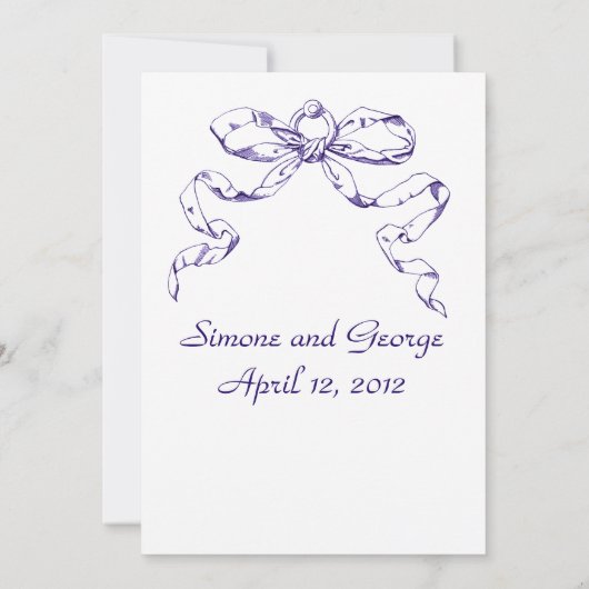 Blue Bow Swag Wedding Einladung (Rückseite)