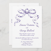 Blue Bow Swag Wedding Einladung (Vorne/Hinten)