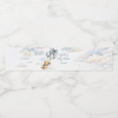 Blue Bow Teddy Bear Balloons Clouds Baby Boy Wasserflaschenetikett (Einzelnes Label)