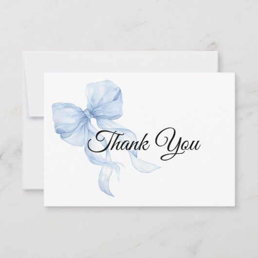Blue bow Thank You Card Dankeskarte (Vorderseite)