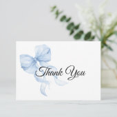 Blue bow Thank You Card Dankeskarte (Stehend Vorderseite)