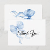 Blue bow Thank You Card Dankeskarte (Vorne/Hinten)