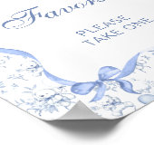 Blue Bow Toile Bear Baby Shower Favoriten Poster (Ecke)