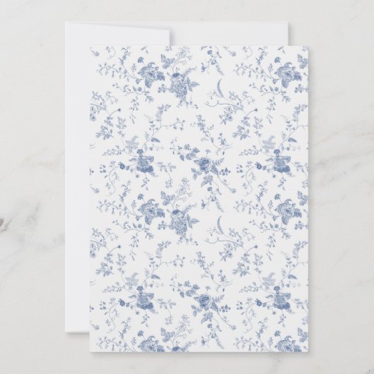 Blue Bow Toile Etwas Blue Brautparty Einladung (Rückseite)