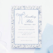 Blue Bow Toile Etwas Blue Brautparty Einladung