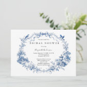 Blue Bow Toile Garden Bridal Shower  Einladung (Stehend Vorderseite)