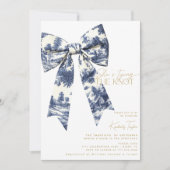 Blue Bow Toile Sie bindet das Brautparty des Knote Einladung (Vorderseite)