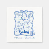 Blue Bow Tropical Bachelorette Celebration Serviette (Vorderseite)