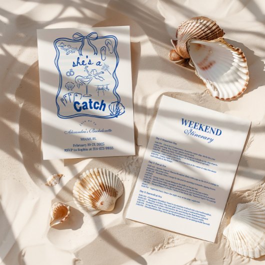 Blue Bow Tropical Bachelorette Einladung