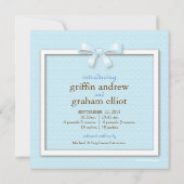 Blue Bow Twin Boys Baby Foto Geburtsankündigung Ankündigung (Rückseite)