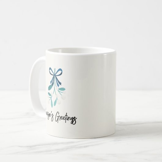 Blue Bow und Mistletoe Kaffeetasse (Vorderseite Links)