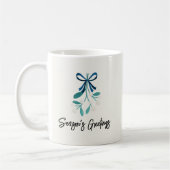 Blue Bow und Mistletoe Kaffeetasse (Links)