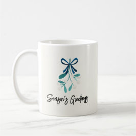 Blue Bow und Mistletoe Kaffeetasse