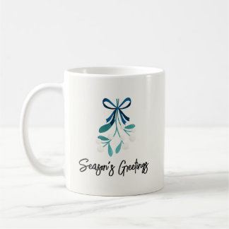 Blue Bow und Mistletoe Kaffeetasse