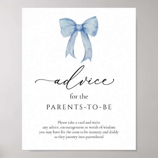 Blue Bow und Ribbon Advice für das Kinderzeichen Poster (Vorne)