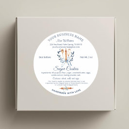 Blue Bow Utensils Cooking Cottage Food Law Bakery  Runder Aufkleber