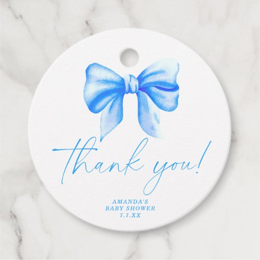 Blue Bow Vielen Dank Card Geschenkanhänger (Vorderseite)