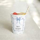 Blue Bow Watercolor Baby Dusche Pappbecher