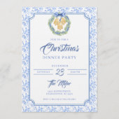 Blue Bow Watercolor Wreath Grandmillenial Einladung (Vorderseite)