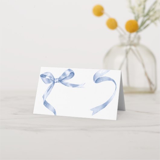 Blue Bow Wedding Platzkarte (Rückseite)