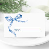 Blue Bow Wedding Platzkarte