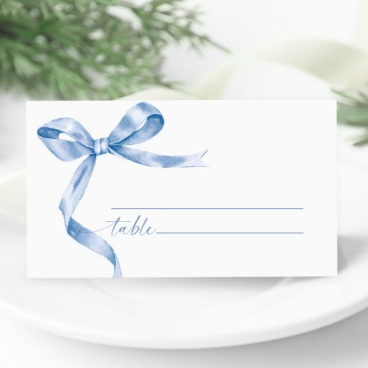 Blue Bow Wedding Platzkarte