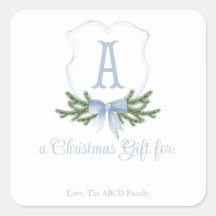 Blue Bow Weihnachts-Wappen-Sticker-Geschenk-Tag - 