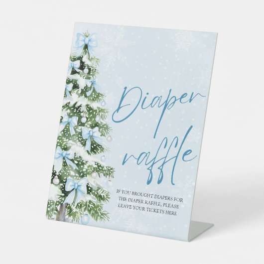 Blue Bow Weihnachtsbaum Babydusche Windelwanne Raf Sockelschild (Vorderseite)