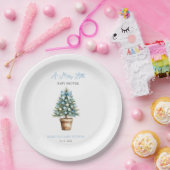Blue Bow Weihnachtsbaum Merry Little Baby Dusche Pappteller (Party)