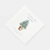 Blue Bow Weihnachtsbaum Merry Little Baby Dusche Serviette (Ecke)