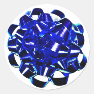 Blue Bow Weihnachtsverpackungssticker Runder Aufkleber