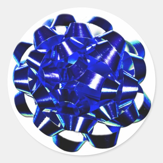 Blue Bow Weihnachtsverpackungssticker Runder Aufkleber (Vorderseite)