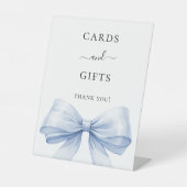 Blue-bow-White-Karten-Geschenkzeichen Sockelschild (Vorderseite)