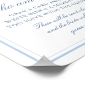 Blue Bow Who I Brautparty Game Sign Poster (Ecke)