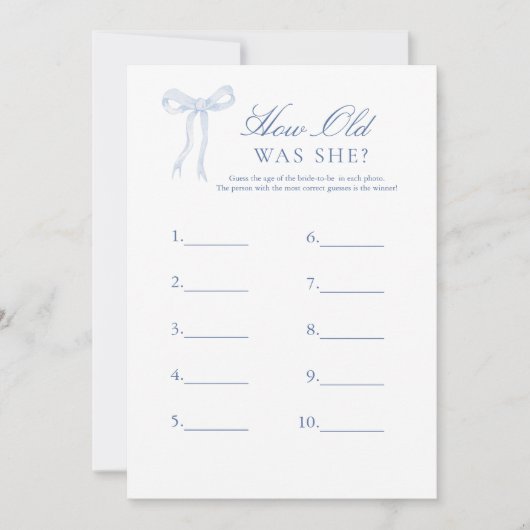 Blue Bow, wie alt war sie, wenn sie ein Bridal-Spi Einladung (Vorderseite)